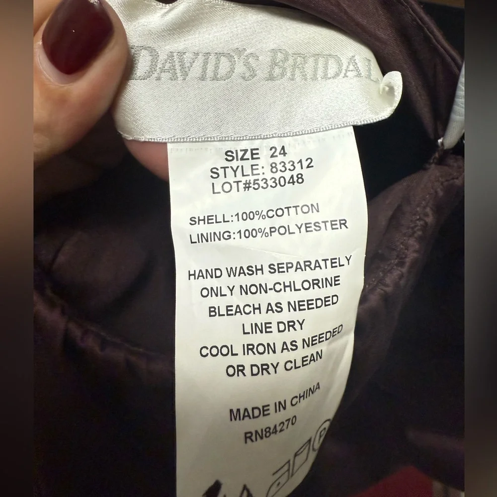 David’s Bridal Strapless Ruched Cocktail Dress – Size 24 – Truffle Brown